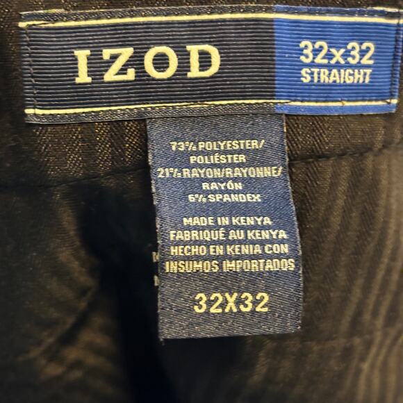 Izod Chino Dress Pant Trouser Black Straight Leg 32 x 32 - Picture 4 of 5